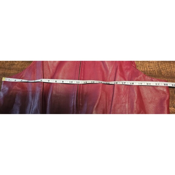 Caslon Women's Genuine Lamb Skin Red Soft Double Zipper Closure Pocket Vest 1X - Picture 11 of 13